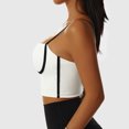 thumbnail image 3 of Sujetador deportivo para mujer, tirantes finos, costuras en contraste de color, a prueba de golpes, de secado rápido, camiseta sin mangas para deportes, yoga, fitness, blanco, 14, XL, 3 of 6