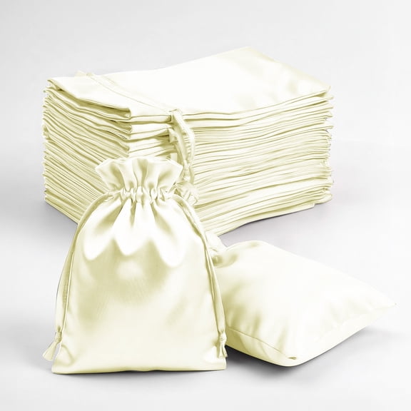 Efavormart 60 Pack Satin Drawstring Favor Bags, Yellow 3"x4" Jewelry & Candy Gift Bags for Weddings & Parties