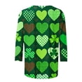 thumbnail image 5 of LEKWK St Patricks Day Shirt White Striped Shamrock Round Neck 3/4 Sleeve Casual Tops Clover Graphic Splice Festival Tee, 5 of 6