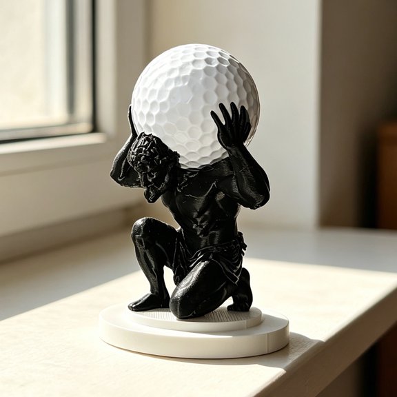 mdesiwst 3D Printed Golf Ball Display Stand Single Golf Ball Holder Myth Man Ball Stand for Desk Bookshelf Bookcase Shelf Mantel Decor