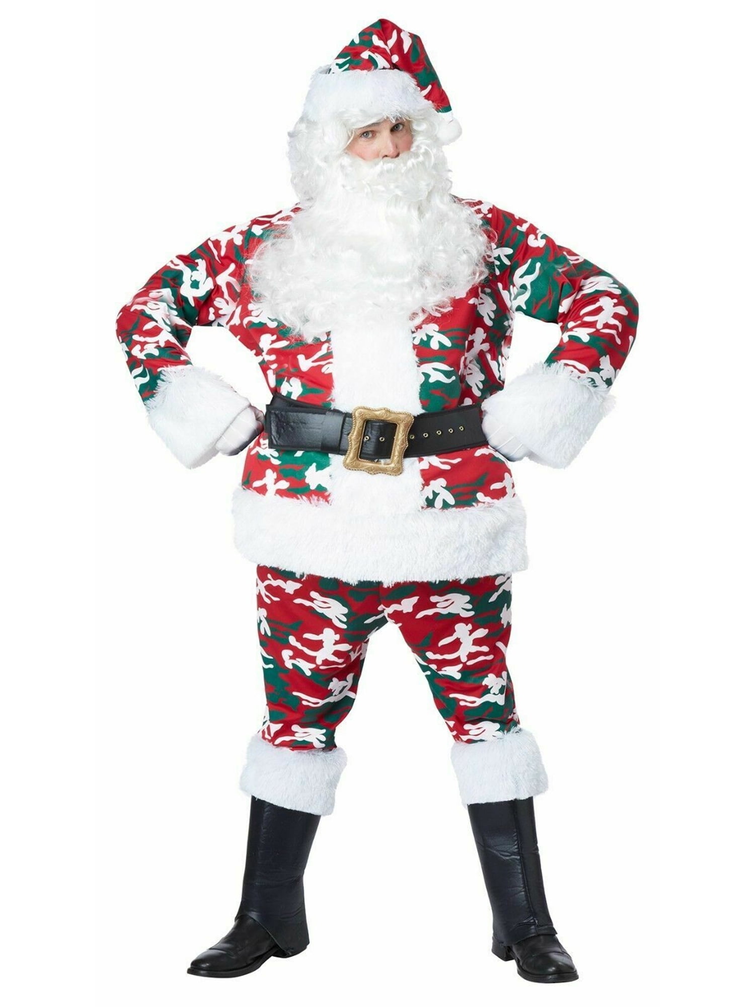 Costume Complet De Père Noël Pour Adulte Grande Taille - Polyester Rouge, Pour Fêtes Et Spectacles