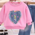 thumbnail image 4 of Toddler Girls Outfits 9 12 18 24 Months 2T 3T 4T 5T Girls Fall Winter Clothes Toddler Girls Ruffle Long Sleeve Cute Top Jeans Bell-bottomed Pants 2PCS Set Hot Pink Size 2-3 Years, 4 of 5