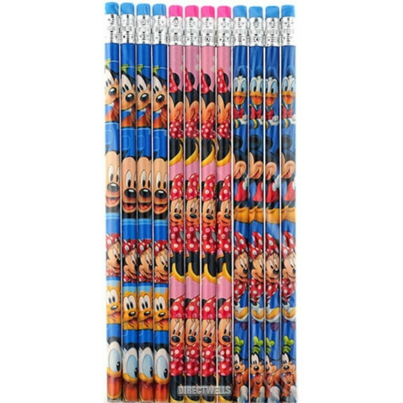 Licensed Mickey Mouse Pencils, #2 HB Lead, Assorted Colors, 24 Count, 2 Pack