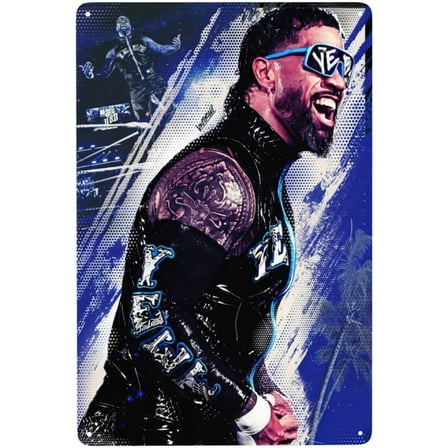 Jey USO Wrestler Metal Tin Sign Retro Decor Plaque Decorative Tin Painting Wall Art Funny Poster Home Decor for Garage Iron Plate Painting Wall Decor for Easter 8X12 inch