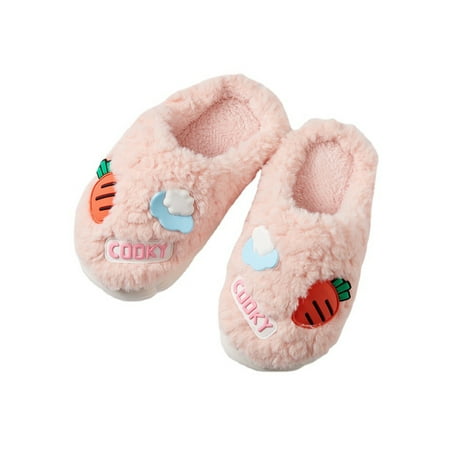 

Ritualay Boys Casual Fuzzy Slippers Anti-Slip Slip On Plush Slipper Winter House Fluffy Warm Shoes Pink 1Y