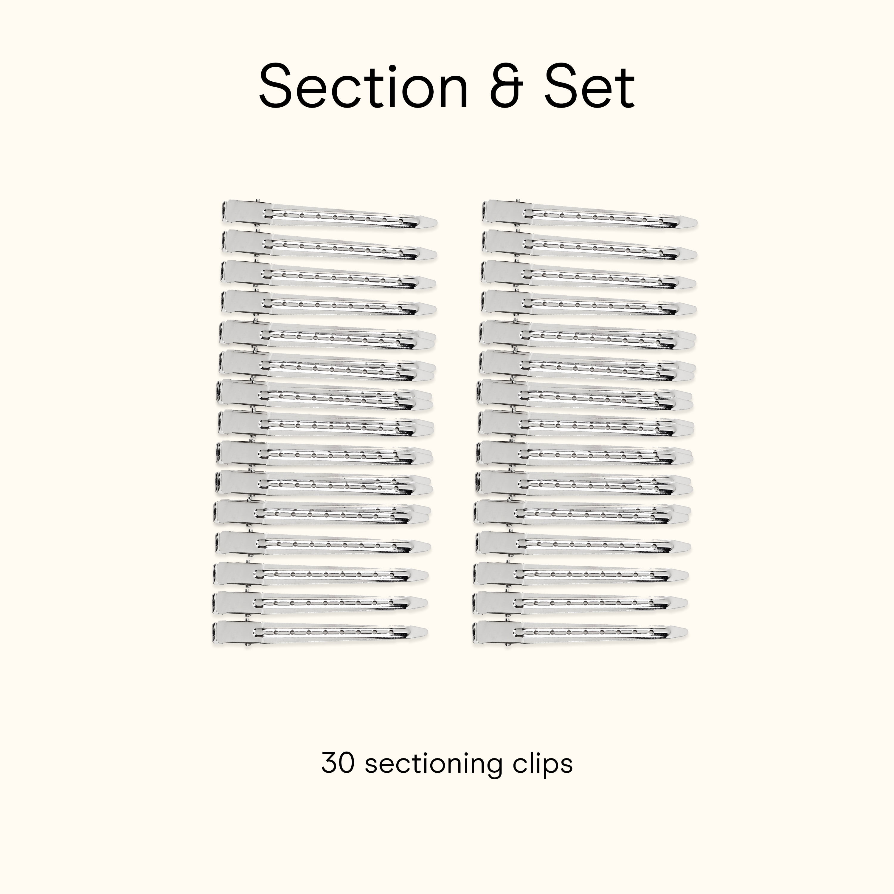 Conair Single Prong Pin-Up Salon Hair Setting Clips, Silver, 30 Count