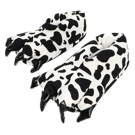 

1 Pair Cartoon Cow Stripe Shoes Indoor Shoes Winter Flannel Shoes (Size 40-46)