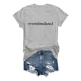 thumbnail image 4 of TSADFHJI Hauts pour Femmes T-Shirt à Manches Courtes Col Rond Imprimé Lettre Mode Décontractée Couleur Unie Gris, 4 of 4
