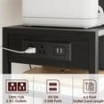 thumbnail image 4 of Printer Stand with Power Outlets and USB Charging Ports, Home Office Desktop Printer Stand with Storage, Under Desk Printer Table, 3 Tier Rolling Printer Stand with Wheels, Rustic Black, 4 of 9