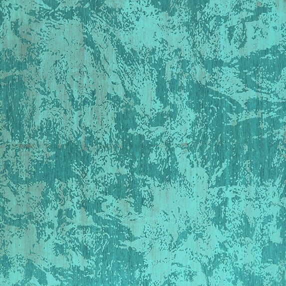 Ahgly Company Indoor Square Oriental Turquoise Blue Industrial Area Rugs, 7' Square