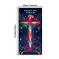 thumbnail image 3 of Taicans Colorful Cross & Floral Design Christmas Door Cover,70.8x35.4in,Perfect for Holiday Decor,Religious Christmas Decorations,Front Door Decorations,Christmas Decorations for Front Door‌, 3 of 9