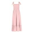 thumbnail image 6 of Mohiass Spring Dresses for Women 2024,Women's 2024 Summer Boho Spaghetti Strap Square Neck Solid Color Ruffle A Line Beach Long Maxi Dress Pink XL, 6 of 8
