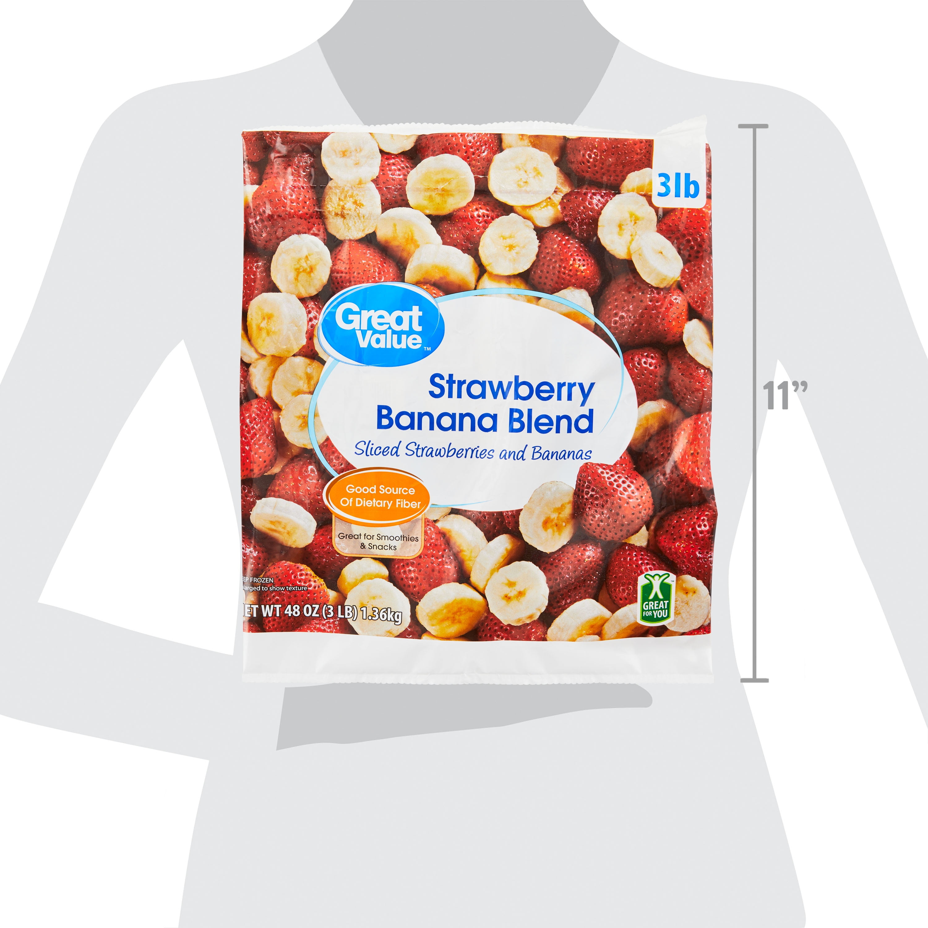 Great Value Strawberry Banana Blend, 48 oz (Frozen) May Contain Traces of Milk, Ounce
