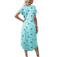 thumbnail image 6 of Avidlove Women's Short Sleeve Nightgown Long Nightshirts Pleated Sleep Dress Sleepwear with Pockets, 6 of 7
