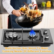 Propane Stove Indoor Powerful Built-in Burners Thermocouple Protection Counter Stove Multi-Function Tabletop Stove for Kitchen Cooking