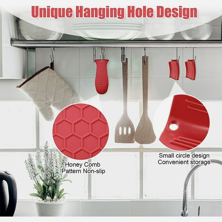 Silicone Hot Handle Holder, Red cir - Cook on Bay