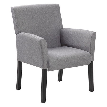 Box Arm Linen Guest Chair Gray - Boss Office Products: Ergonomic, Commercial Grade, Black Wood Legs, 275lb Capacity