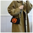 thumbnail image 4 of Sac à Main Citrouille d'Halloween Noir, Sac à Bandoulière en Faux Cuir Suédé, Sangle Réglable, Intérieur Compact, Multiples Compartiments, Design Portable, 1 Pce 0.62 Lb, 4 of 7