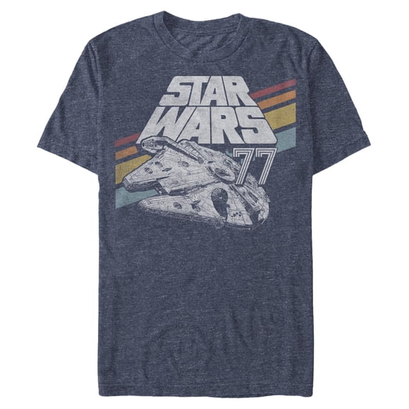 Mens Star Wars Retro 77 Millennium Falcon Stripes T Shirt