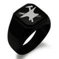 thumbnail image 1 of Stainless Steel Hephaestus Greek God of Blacksmith & Fire Engraved Square Flat Top Biker Style Polished Signet Ring, 1 of 1
