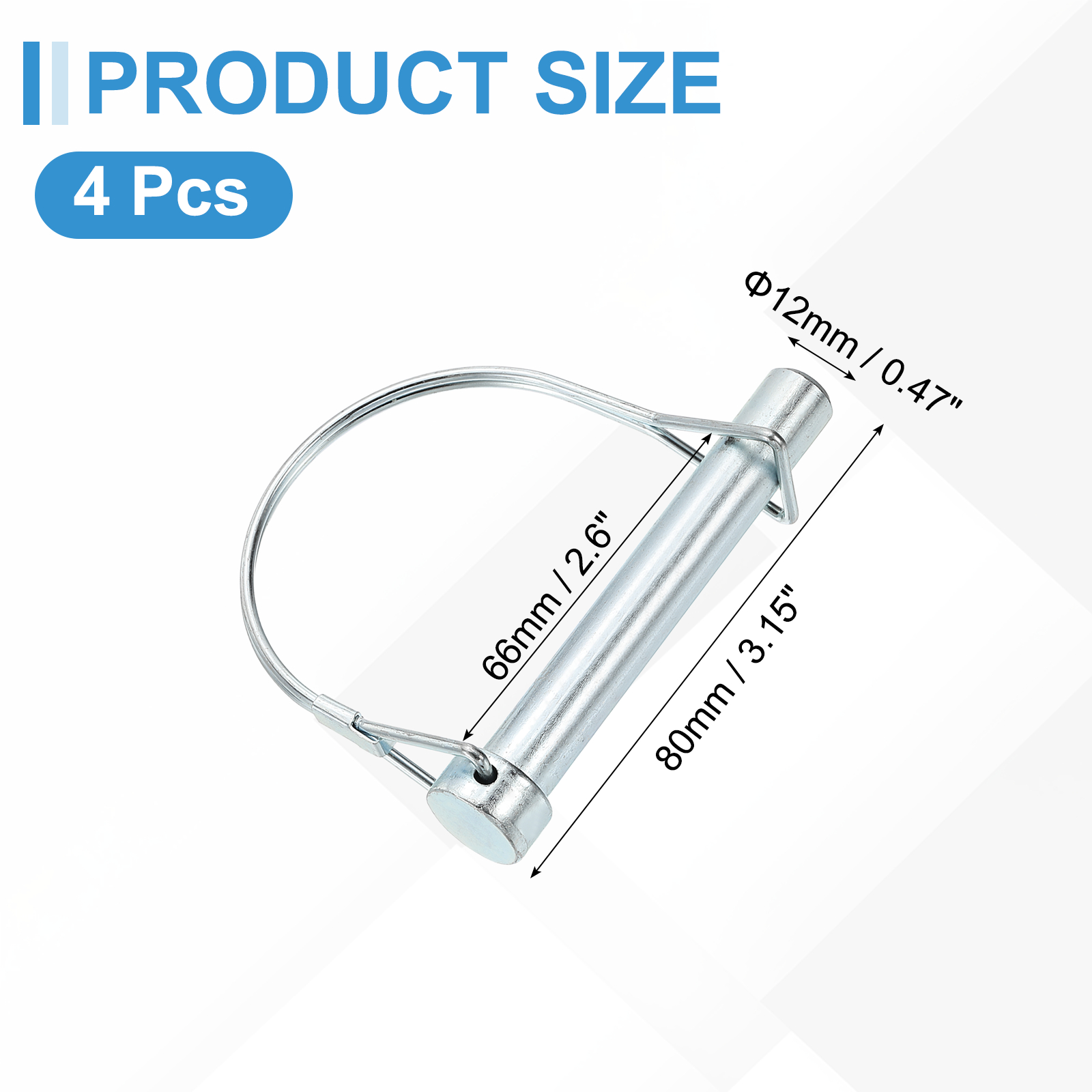 Uxcell 4 Pcs Trailer Coupler Pins, 1/2" x 3.2" Half Round Safety Wire Lock Hitch Pin