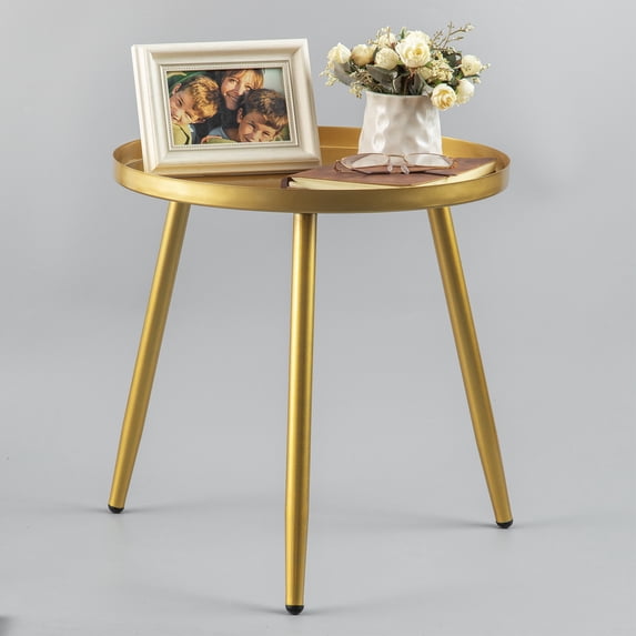 Side Tables for Small Spaces,Side Tables Living Room,Accent Table Cheap Small End Table Metal Bedside Table for Bedroom, Gold by AOJEZOR