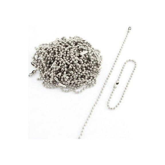 Unique Bargains Stainless Steel Beaded Ball Linked Chain Silver Tone 15cm 50 Pcs