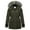 Army Green, variant on GGleaf Women's Winter Coat Warm Quilted Puffer Jacket Thicken Parka with Removable Fur Hood Grey Large