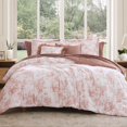 thumbnail image 1 of Juego de cama BLOOMHAVEN Queen de 7 piezas con edredón floral rosa, 1 of 9