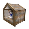 thumbnail image 1 of Floral Pet House, Pattern of Flowers and Peacock Feathers Floral Arrangement Art, Outdoor & Indoor Portable Dog Kennel with Pillow and Cover, 5 Sizes, Petrol Blue Pale Coffee, by Ambesonne, 1 of 5