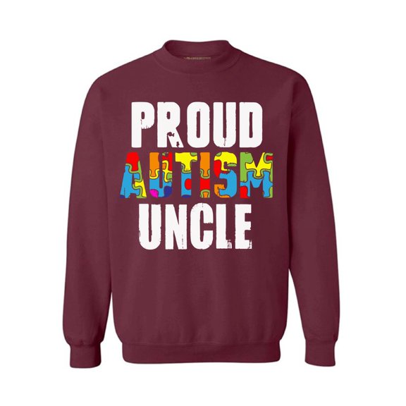 Awkward Styles Proud Autism Uncle Sweatshirt Autism Awareness Sweater Autism Uncle Sweatshirt Autism Awareness Gifts Autism Sweater for Men Family Autism Sweatshirts Support Sweater Gifts for Uncle
