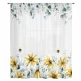 thumbnail image 2 of Sunflowers Bees Sheer Curtains 45 Inches Long, Spring Eucalyptus Leaves Light Filering Curtains, Breathable Simi Curtain Privacy Drapes for Kitchen Bathroom Lightweight Small Window Treatment, 2 of 9