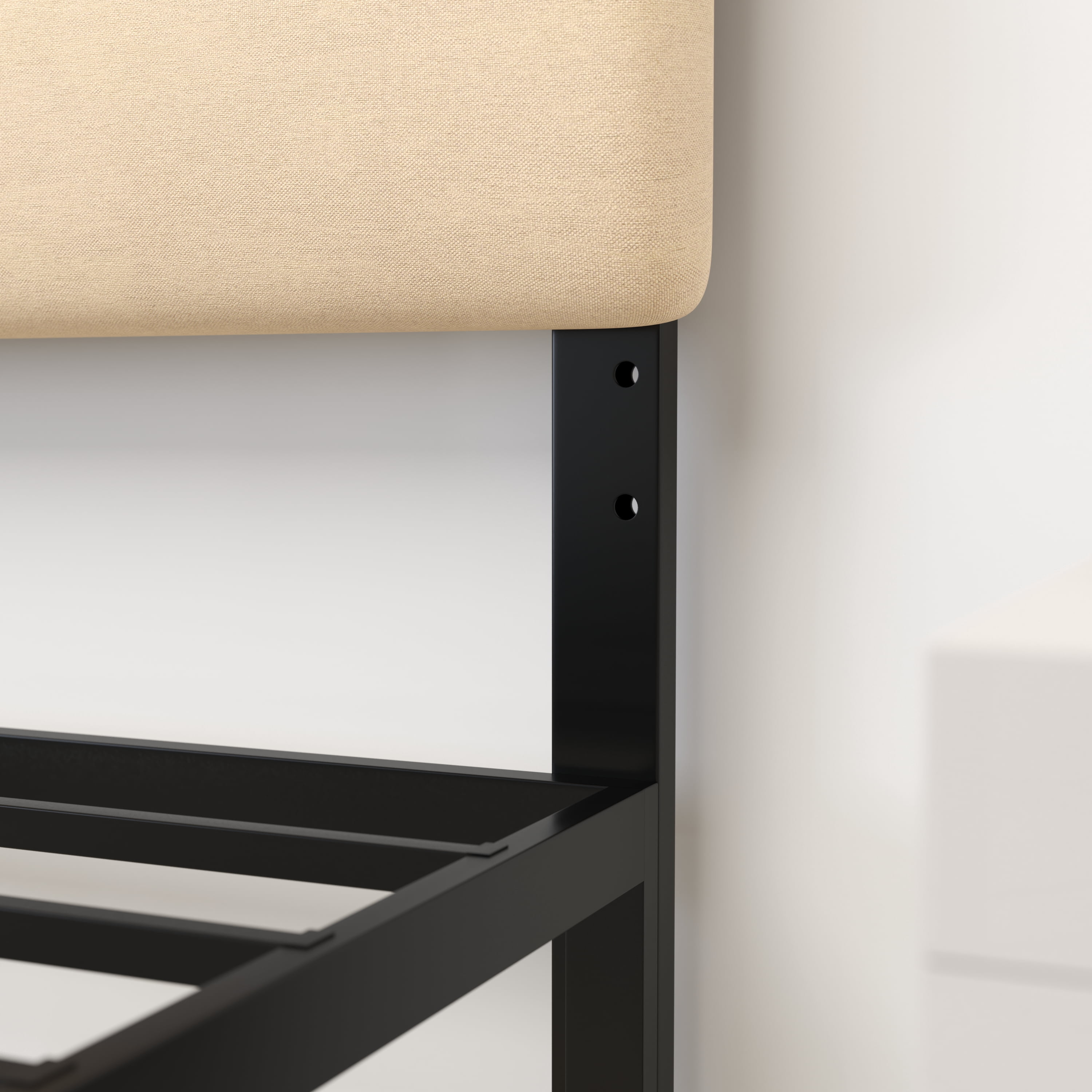 Merrick Lane Full Headboard with Cream Tufted Fabric Upholstery and Powder Coated Metal Frame