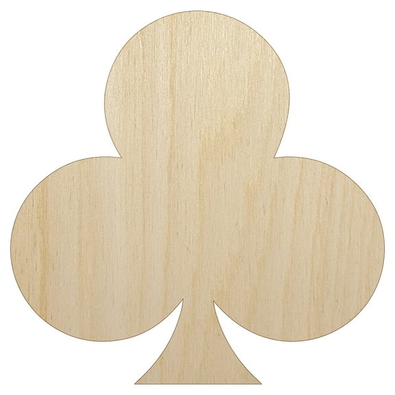 Card Suit Clubs Wood Shape Unfinished Piece Cutout Craft DIY Projects - 4.70 Inch Size - 1/8 Inch Thick