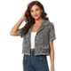 thumbnail image 1 of Camisa de tweed para mujer con borla, longitud recortada, camisa de manga corta de primavera Negro L, 1 of 5