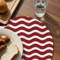 thumbnail image 3 of Red White Round 15 Inch Placemats Set of 2, Modern Abstract Waves Water Ripple Striped HeatResistant Non Slip Place Mats for Dining Table, Wipeable Braided Kitchen Table Mats for Housewarming, 3 of 9