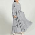thumbnail image 2 of LEKWK 2-Piece Muslim Abaya Set for Girls Long Sleeve Layered Ruffle Dress Matching Headscarf Islamic Prayer Clothes Modest Maxi Robe Holiday, 2 of 8