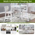 thumbnail image 3 of 5 Piece Counter Height Table Set, Wooden Kitchen Table Set with Square Table and 4 Upholstered Chairs, Counter Height Dining Table with Crystal Decoration and Chair Set for Kitchen, Dining Room,White, 3 of 10