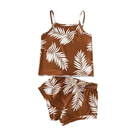 

Gupgi Newborn Baby Girl Sleeveless Strap Camis Tops Shorts Summer Suits