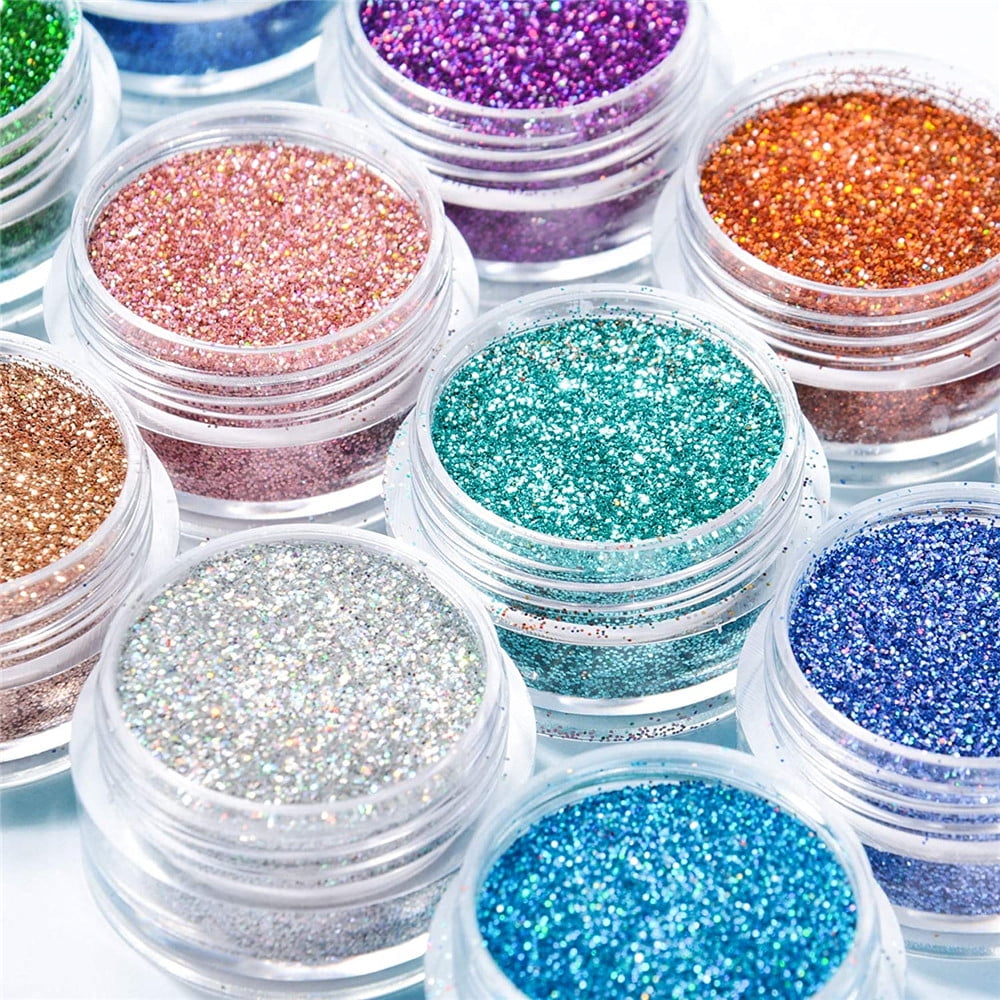 48 Colors Glitter Dust Powder Beads Set Nail Art Tips Decoration Crafts DIY 