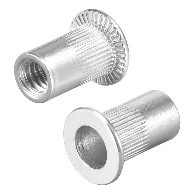 Unique Bargains 8-32 Écrous Rivets en Alliage d'Aluminium Tête Plate Filetée Écrou Argent 50 Pcs