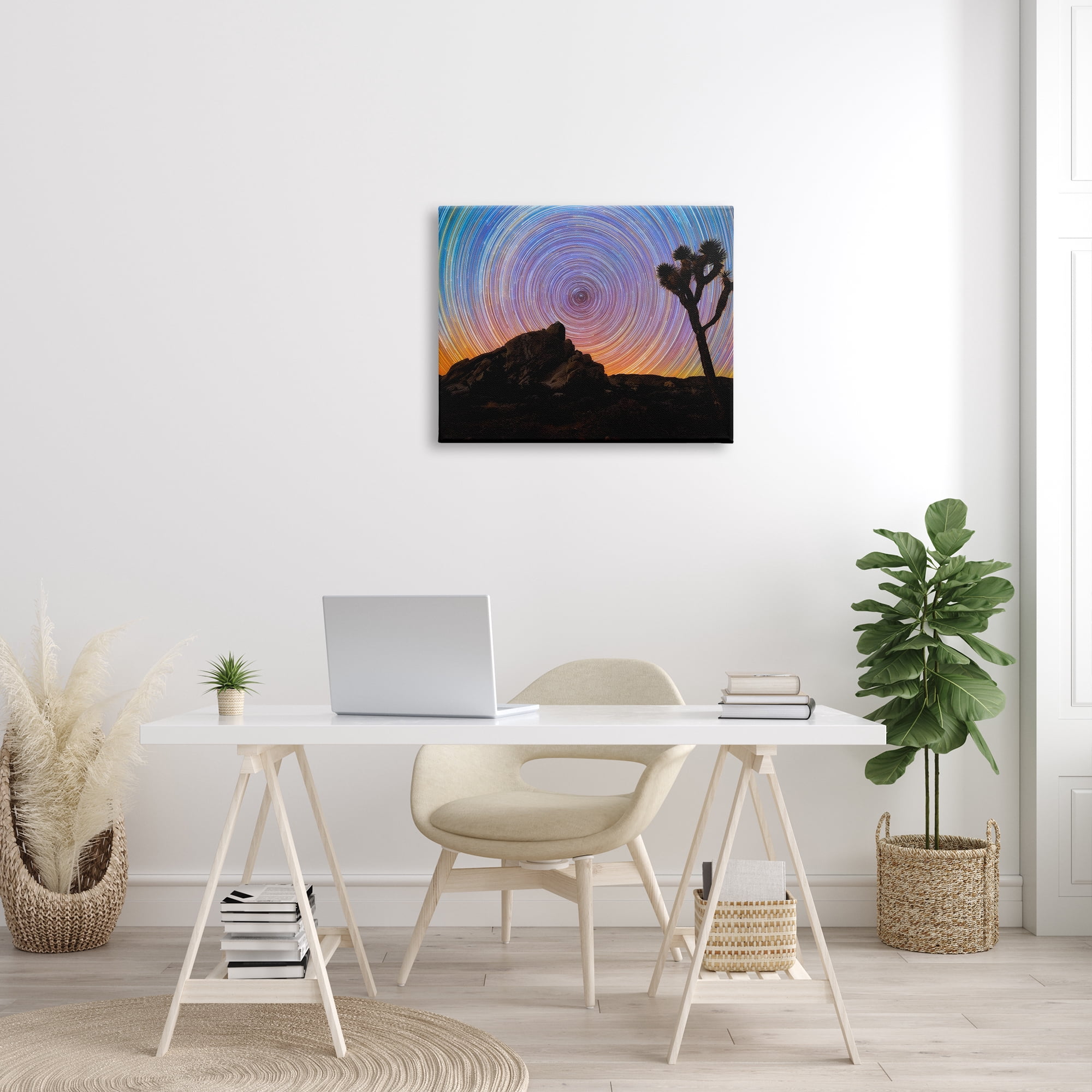 Stupell Industries Kaleidoscopic Swirl Pattern Sky Desert Tree Silhouette Graphic Art Gallery Wrapped Canvas Print Wall Art, Design by Lincoln Harrison