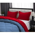thumbnail image 5 of D.N.G. BEDDINGS 5 Piece Luxury Reversible Diamond Pattern Comforter Set Premium Super Soft, All Season 800 TC, 100% Egyptian Cotton Oversized Super King Size Medium Blue/Red Solid Color, 5 of 7
