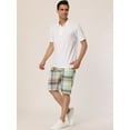 thumbnail image 4 of INSPIRE CHIC Men's Shorts Summer Plaid Slim Fit Checked Pattern Short Pants 34 Green Brown, 4 of 6