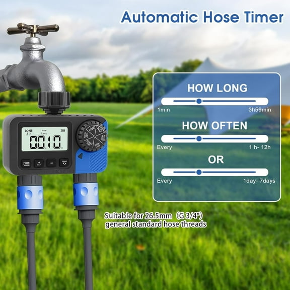 Sprinkle Timer Water Timer for Garden Hose: Irrigation Timer System for Yard Lawn with 2 Outlets - Smart Programmable Watering Timer