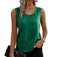 thumbnail image 5 of Womens Tank Tops Casual Sleeveless Tanks Summer Trendy Scoop Neck T-Shirts Lightweight Comfy Outfits OIOLOYJM Dark Green L, 5 of 8
