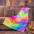 thumbnail image 6 of Rainbow Wave Abstract Colorful Fluid Art, Cozy Coastal Landscape Scene, Warm Flannel Blanket for Beach House and Living Room, Beach Lovers Housewarming Gift, Coastal Home Decor, 6 of 9