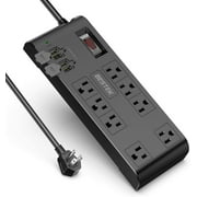BESTEK 8-Outlet Surge Protector Power Strip 12 Feet Heavy Duty Extension Power Cords, 4.2A 4-Port USB Charging Station, 600 Joules, FCC ETL Listed