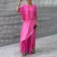 thumbnail image 3 of Joernso Women's Casual Two Piece Chiffon Set Plus Size Mother of Bride Dressy Suit Crew Neck Top Wide Leg Pant Flowy Wedding Guest Outfit, 3 of 8