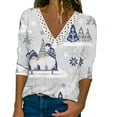 thumbnail image 2 of Pntutb Casual Mujer Cuello en V Verano Sexy Gradiente Estampado Regular Mujer Manga larga top Pntutb Pntutb-459, 2 of 5